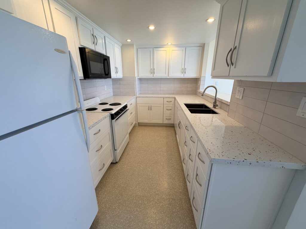 A Half kitchen remodel where we only remodeled the lower half due to a mold problem.