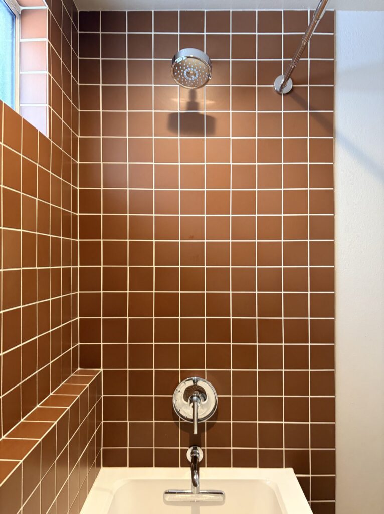 The chrome shower trims really complemented the tile