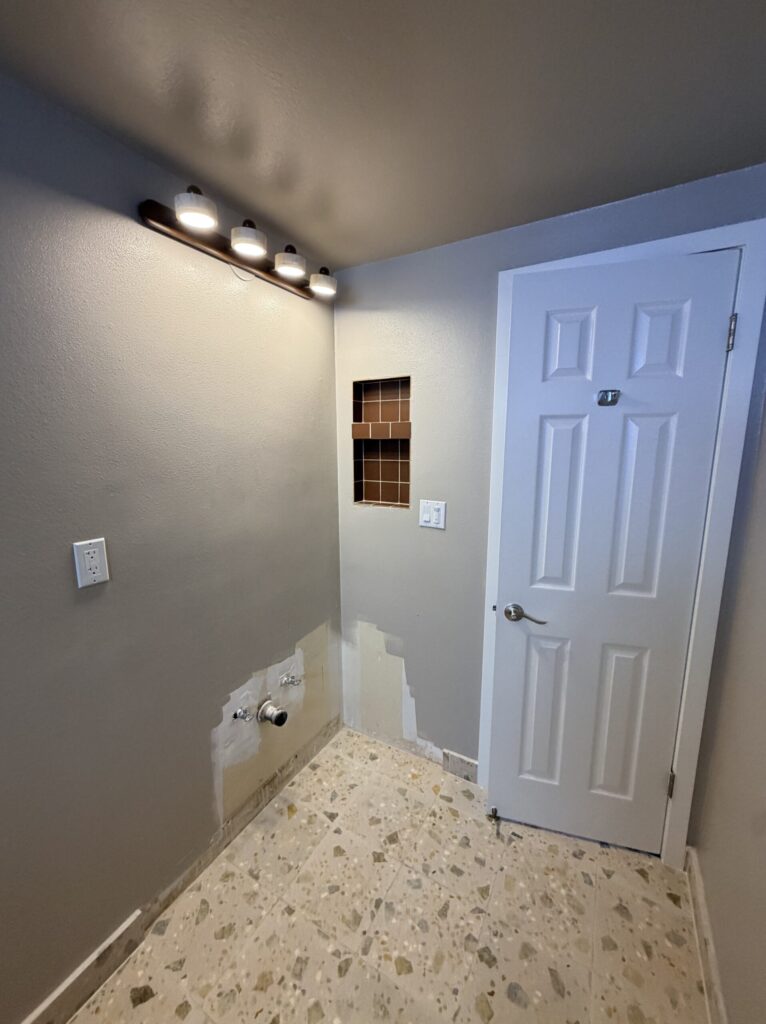 Working progress in a bathroom remodel